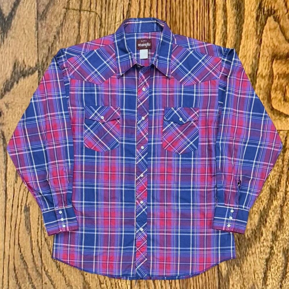 Vintage 80’s Wrangler Plaid Pearl Snap Western Shirt